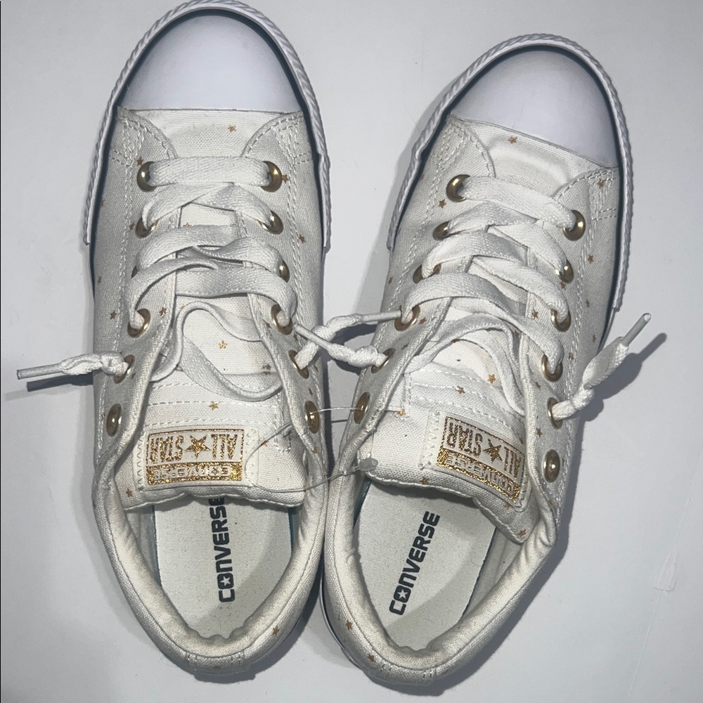 Converse Kids White and Gold Star Sneakers size 5